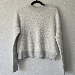 Rails XS Gray Animal Print Cashmere Merino Wool Blend Pullover Crew Neck Sweater